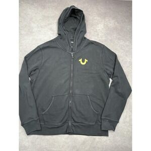True Religion Hoodie Mens Large Full Zip Sweatshirt Buddha Graphic Pullover